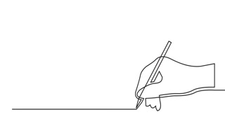 320x180 Continuous Line Drawing Of Hand Drawing Line With Pencil Motion - Hand Drawing A Picture