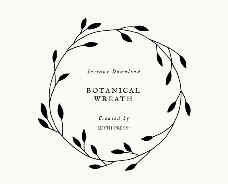 794x641 Hand Drawn Plant Wreath Clipart Frame Black Ink Botanical Etsy - Hand Drawing Clipart