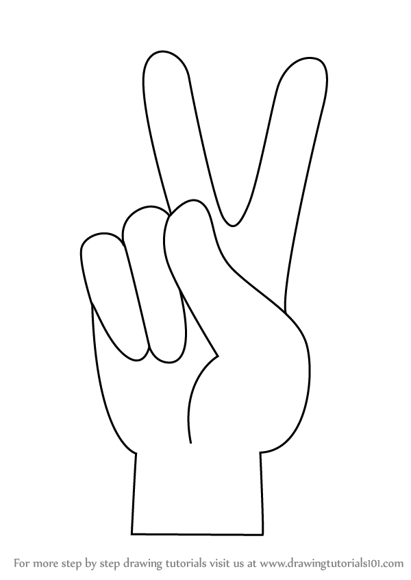 600x846 Learn How To Draw Peace Sign Hand - Hand Drawing Easy