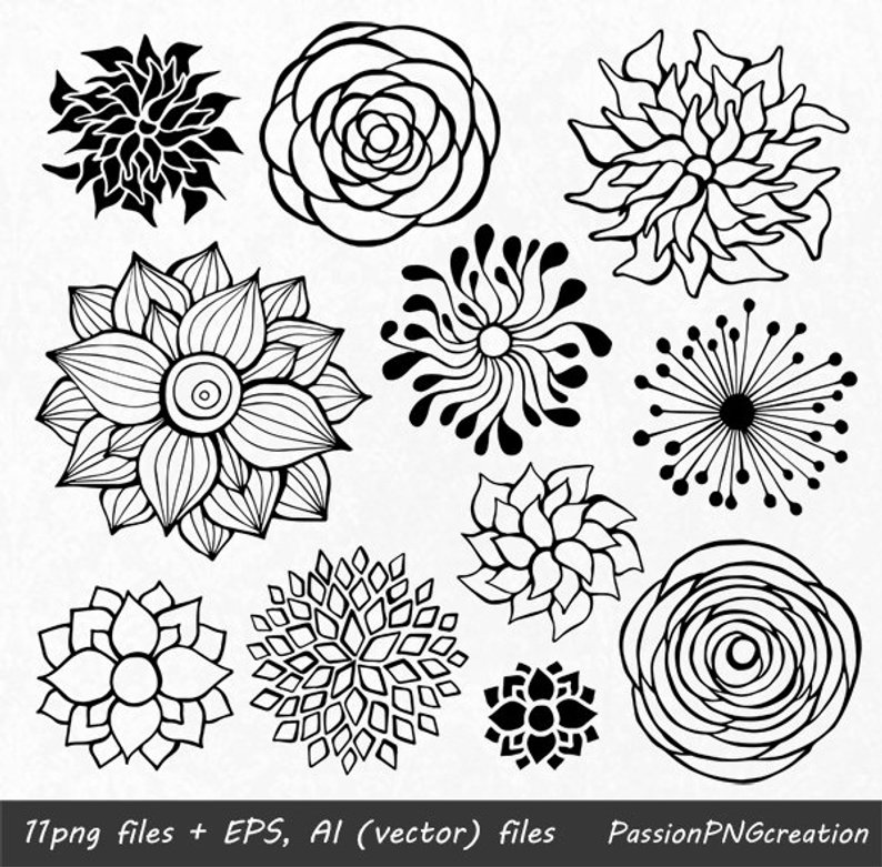 794x781 Hand Drawn Flowers Clipart Flower Element Flower Etsy - Hand Drawing Flowers