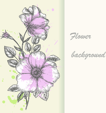 344x368 Hand Drawing Flowers Free Vector Download - Hand Drawing Flowers