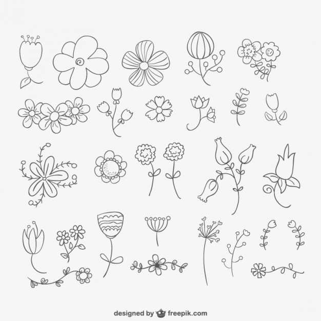 626x626 Hand Drawn Flowers Pack Stock Images - Hand Drawing Flowers