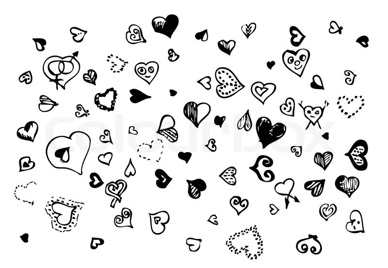800x553 Hand Drawn Hearts Isolated On The Stock Vector Colourbox - Hand Drawing Heart