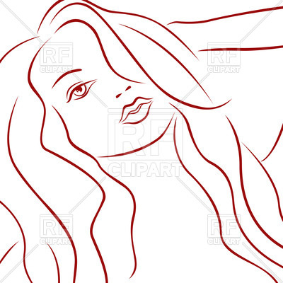 400x400 Hand Drawing Red Outlines Of Young Girl Vector Image - Hand Drawing Outline