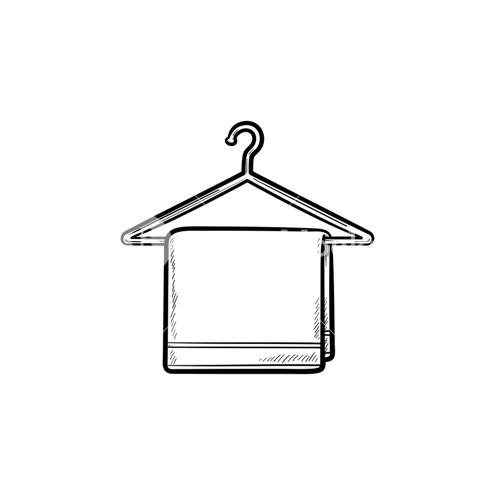 1000x1000 Hanger With Towel Hand Drawn Outline Doodle Icon Royalty Free - Hand Drawing Outline