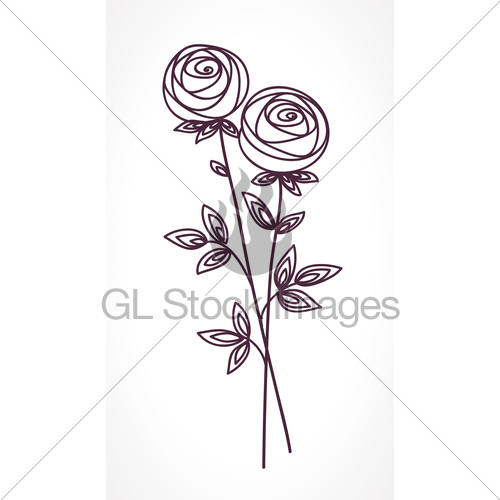 500x500 Roses Stylized Flower Bouquet Hand Drawing Outline Icon Gl - Hand Drawing Outline