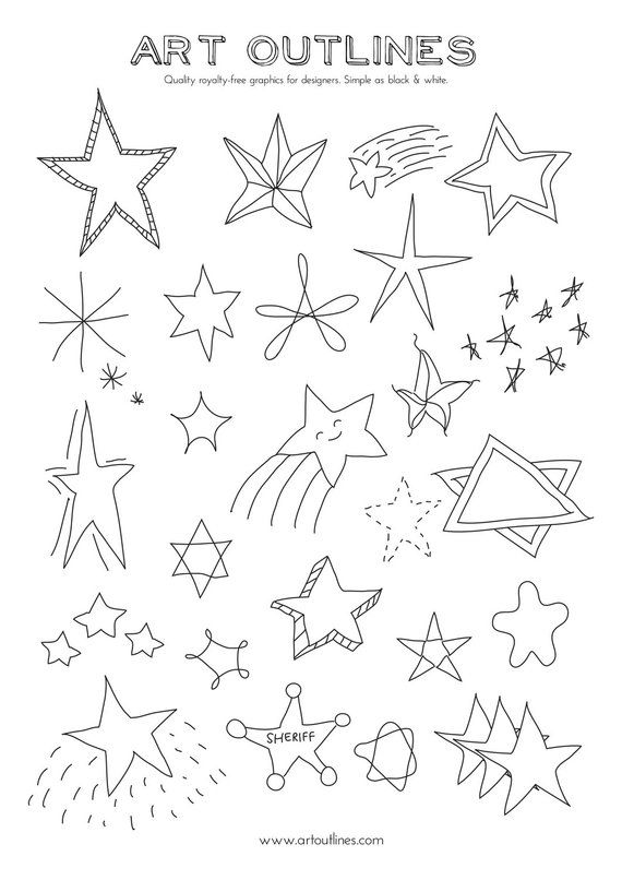 570x806 Set Of Stars - Hand Drawing Outline