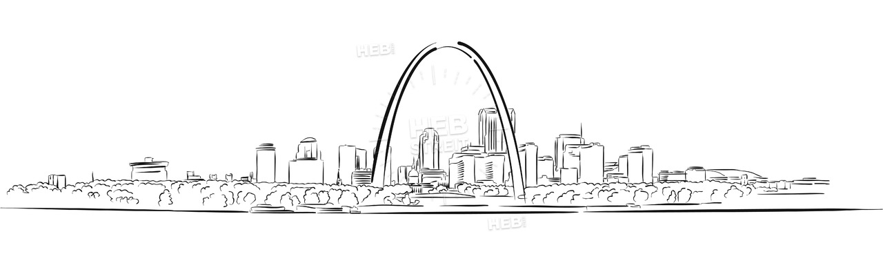 1280x394 st louis, missouri, hand drawn outline sketch hebstreits sketches - Hand Drawing Outline