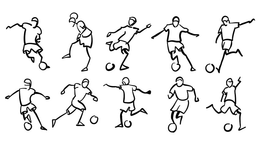 852x480 Or Soccer Player Motion Doodles, Hand Drawn - Hand Drawing Outline