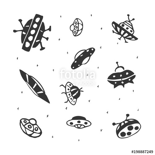 500x500 vector set of hand drawing ufo flying saucer stock image - Hand Drawing Pictures