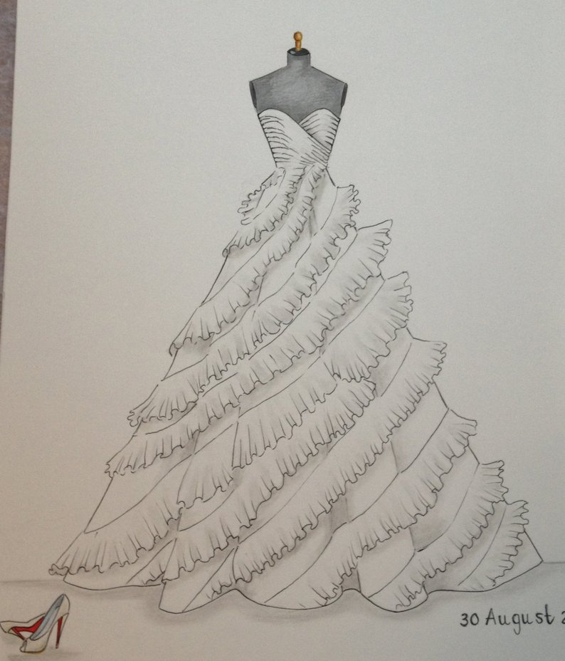 794x928 Custom Wedding Dress Sketch Wedding Dress Hand Drawing Say Etsy - Hand Drawing Pictures