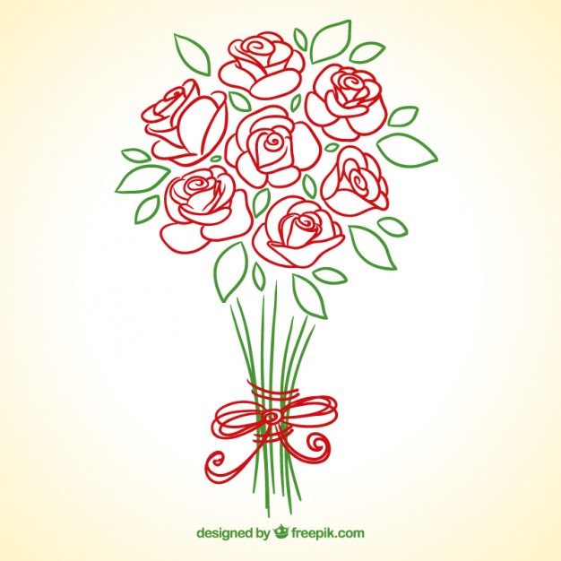 626x626 Hand Drawn Roses Bouquet Vector Free Download - Hand Drawing Rose