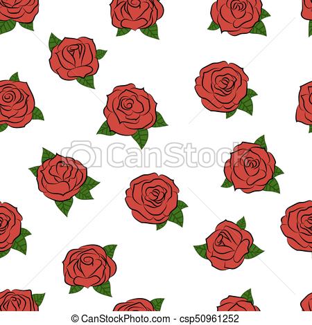 450x470 Hand Drawn Roses Seamless Pattern Vector Illustration - Hand Drawing Rose