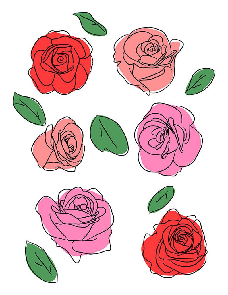 794x1028 Rose Clipart Hand Drawn Rose Sketch Clip Art Floral Clipart Etsy - Hand Drawing Rose