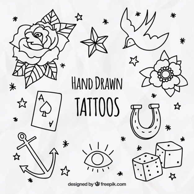 626x626 Pack Of Decorative Hand Drawn Tattoos Vector Free Download - Hand Drawing Tattoos