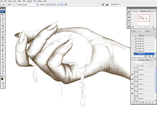 540x391 How To Draw A Classic Hand Using A Graphics Tablet - Hand Drawn Drawings