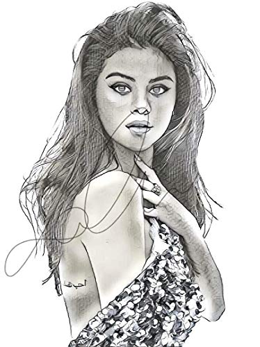 374x500 selena gomez sketch drawing print poster hand drawn - Hand Drawn Drawings