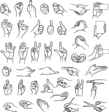 358x368 Gesture Free Vector Download - Hand Gestures Drawing