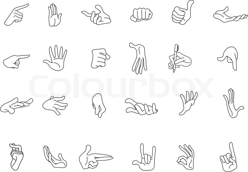 800x555 Outlined Hand Gestures Stock Vector Colourbox - Hand Gestures Drawing