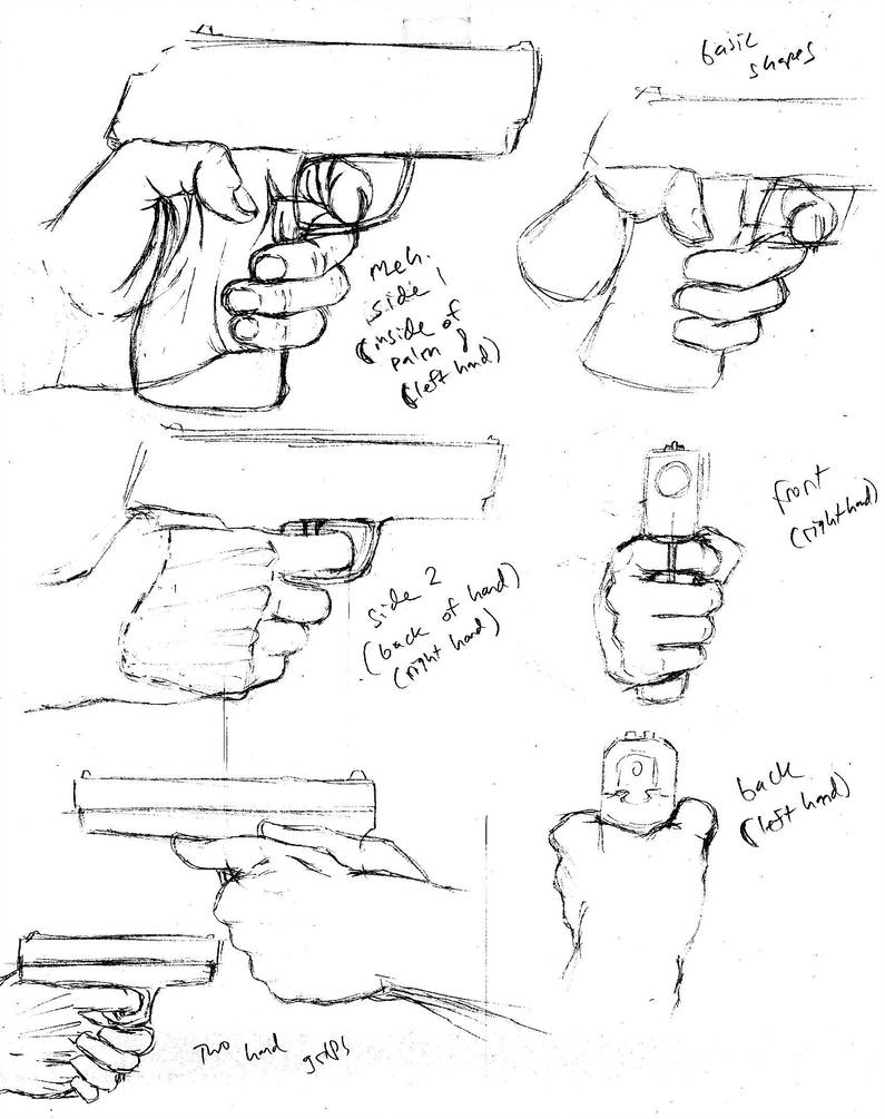 795x1005 How To Draw A Handgun Grip - Hand Grip Drawing