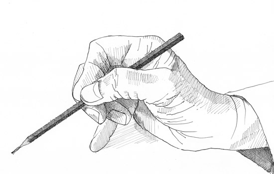 550x350 making a mark four ways to hold a pencil to draw - Hand Grip Drawing
