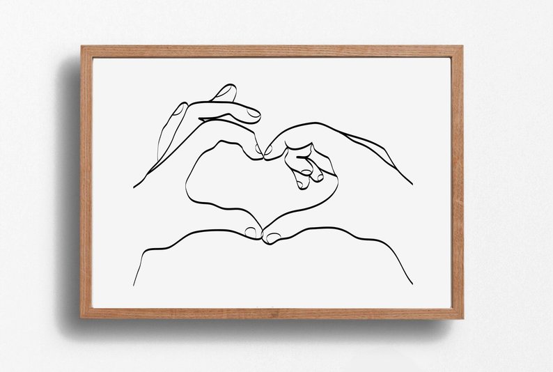 794x534 Hand Heart Love Illustration Hands Poster Downloadable Prints Etsy - Hand Heart Drawing
