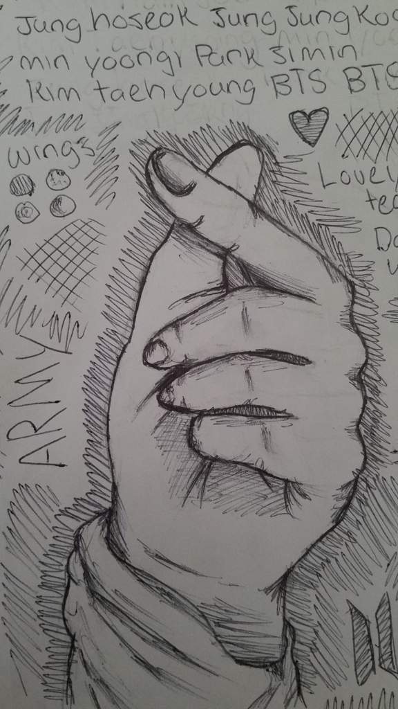 576x1024 Boll Point Pen Hand Heart Drawing Army's Amino - Hand Heart Drawing