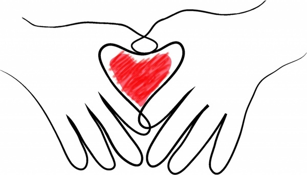 600x342 Vector Heart Hand Sign Free Vector Download - Hand Heart Drawing