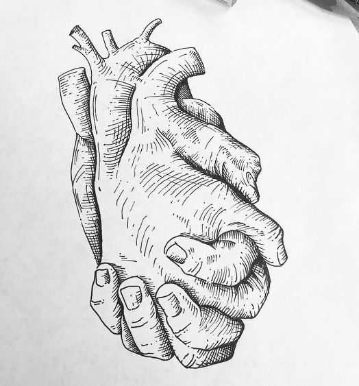 524x563 Drawing Of A Hand Heart On We Heart It - Hand Heart Drawing