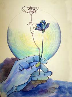 250x333 Hand And Flowers Observational Drawing Art Lesson - Hand Holding A Rose Drawing