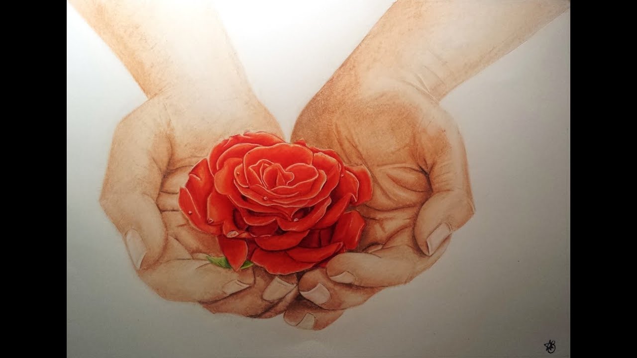 1280x720 Hands Holding A Rose Speed Drawing - Hand Holding A Rose Drawing