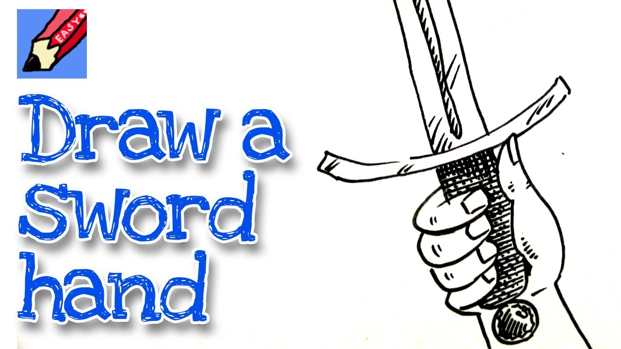 1280x720 How To Draw A Hand Holding A Sword Real Easy For Kids - Hand Holding Book Drawing