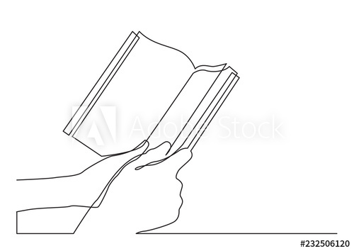 500x354 Continuous Line Drawing Of Two Hands Holding Book - Hand Holding Book Drawing