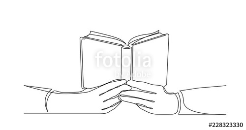 500x264 Animation Of Continuous Line Drawing Of Hands Holding Open Book - Hand Holding Book Drawing