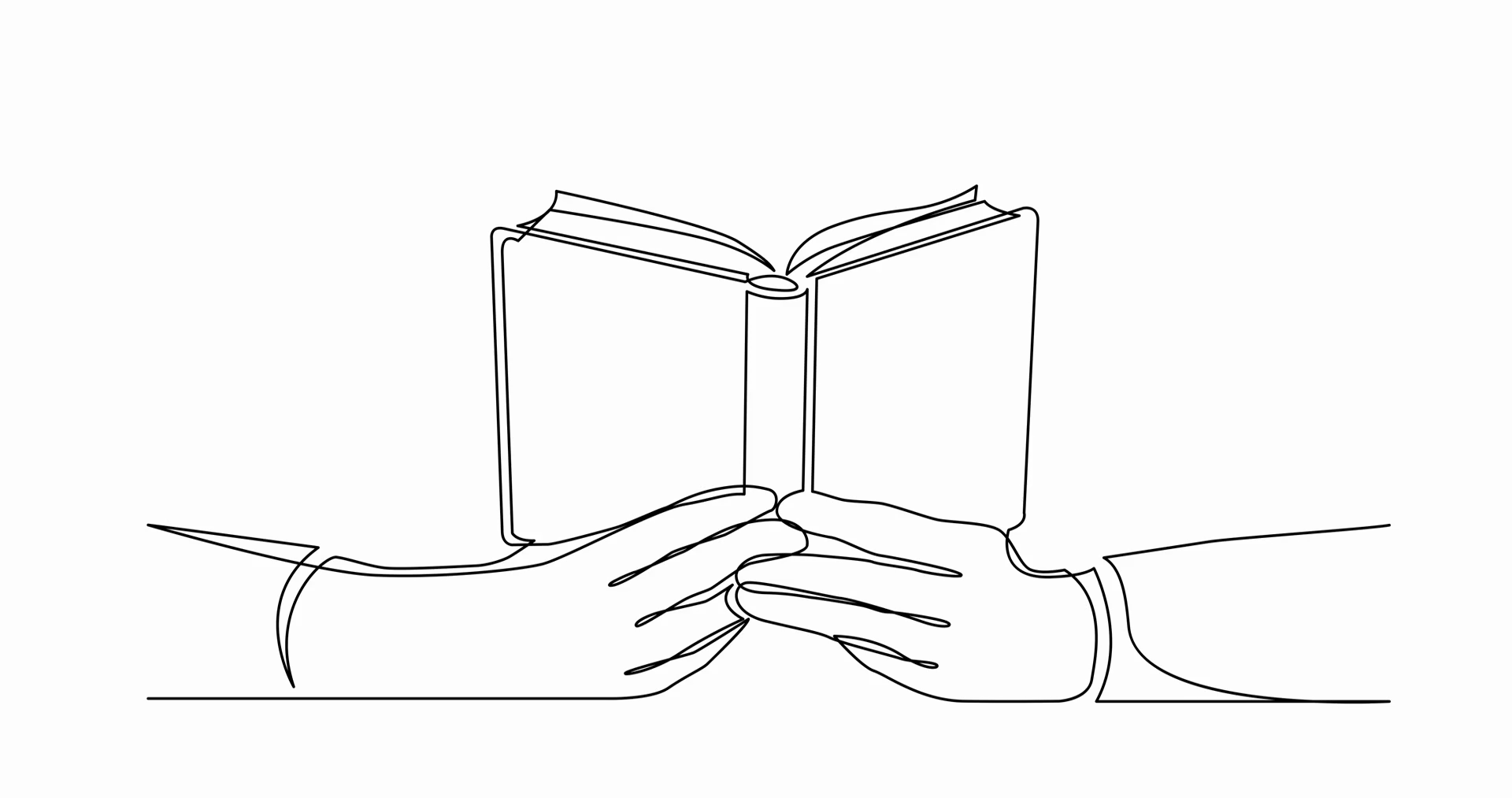 Animation Of Continuous Line Drawing Of Hands Holding Open Book - Hand Hold...
