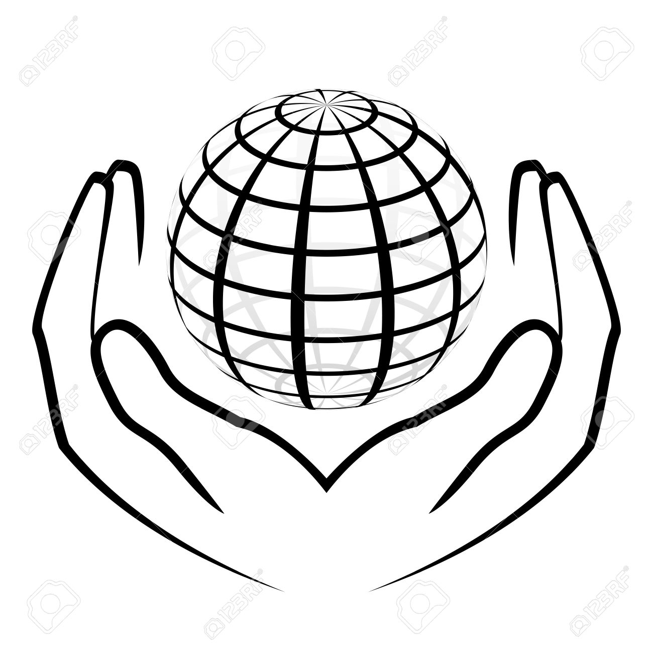 1300x1300 Globe Drawing Hand Drawing For Free Download - Hand Holding Earth Drawing
