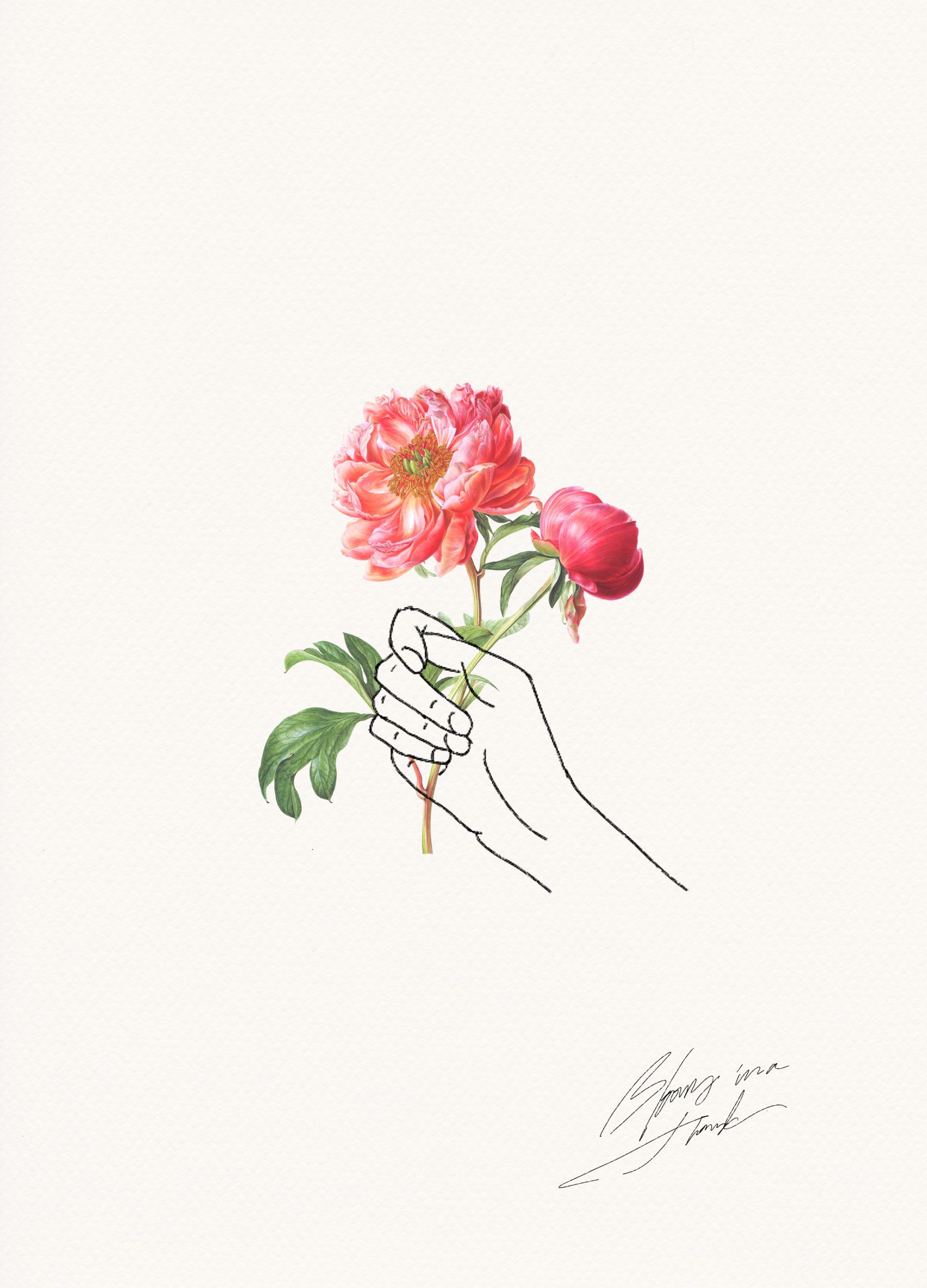 1800x2500 Holding Flowers Floral Art, Flowers, Drawings - Hand Holding Flower Drawing
