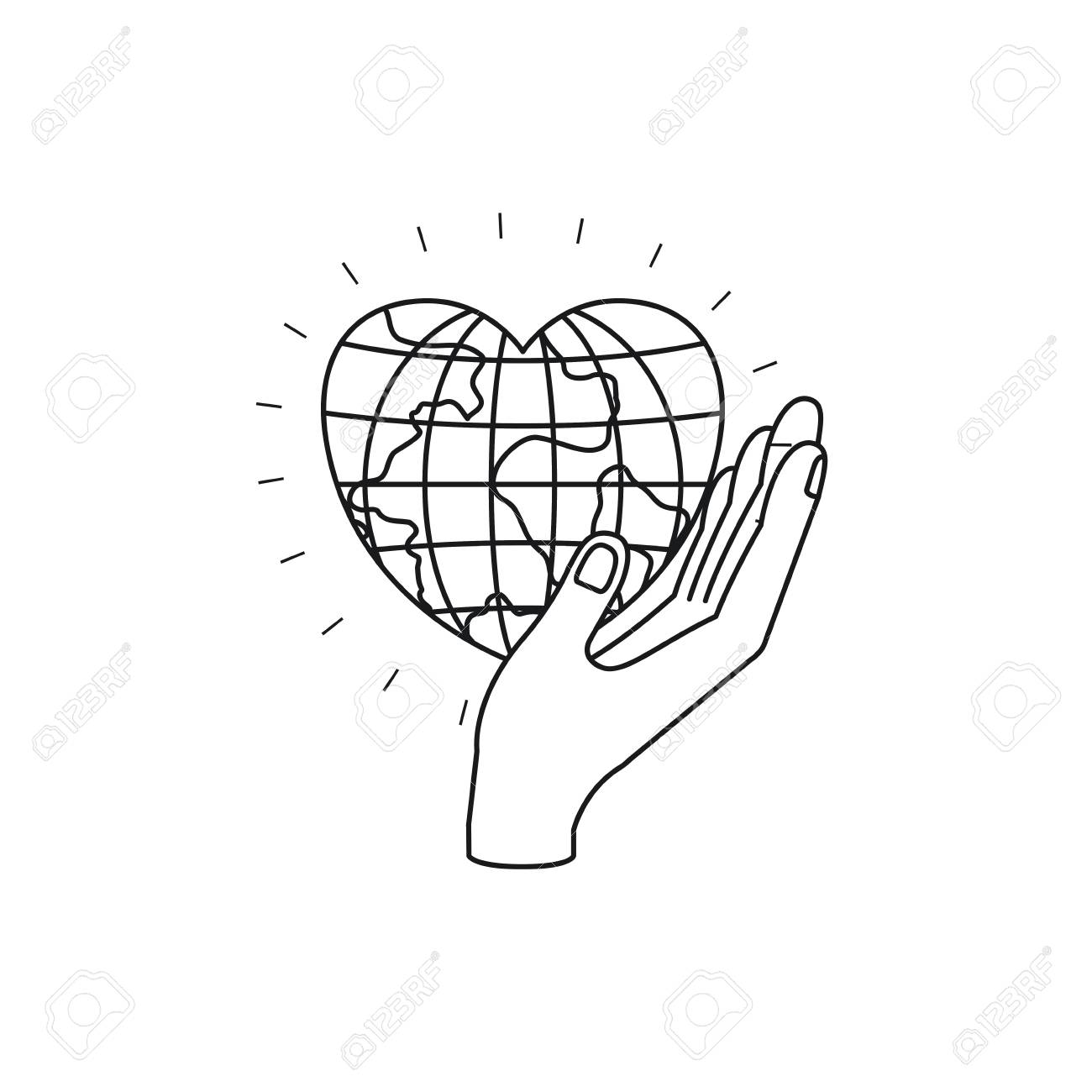 Hand Holding Globe Drawing