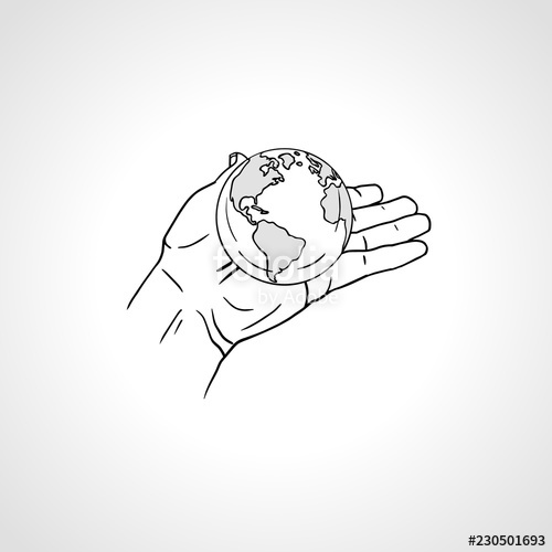 500x500 Hands Holding The Earth Palm Hold The Globe Environment Concept - Hand Holding Globe Drawing
