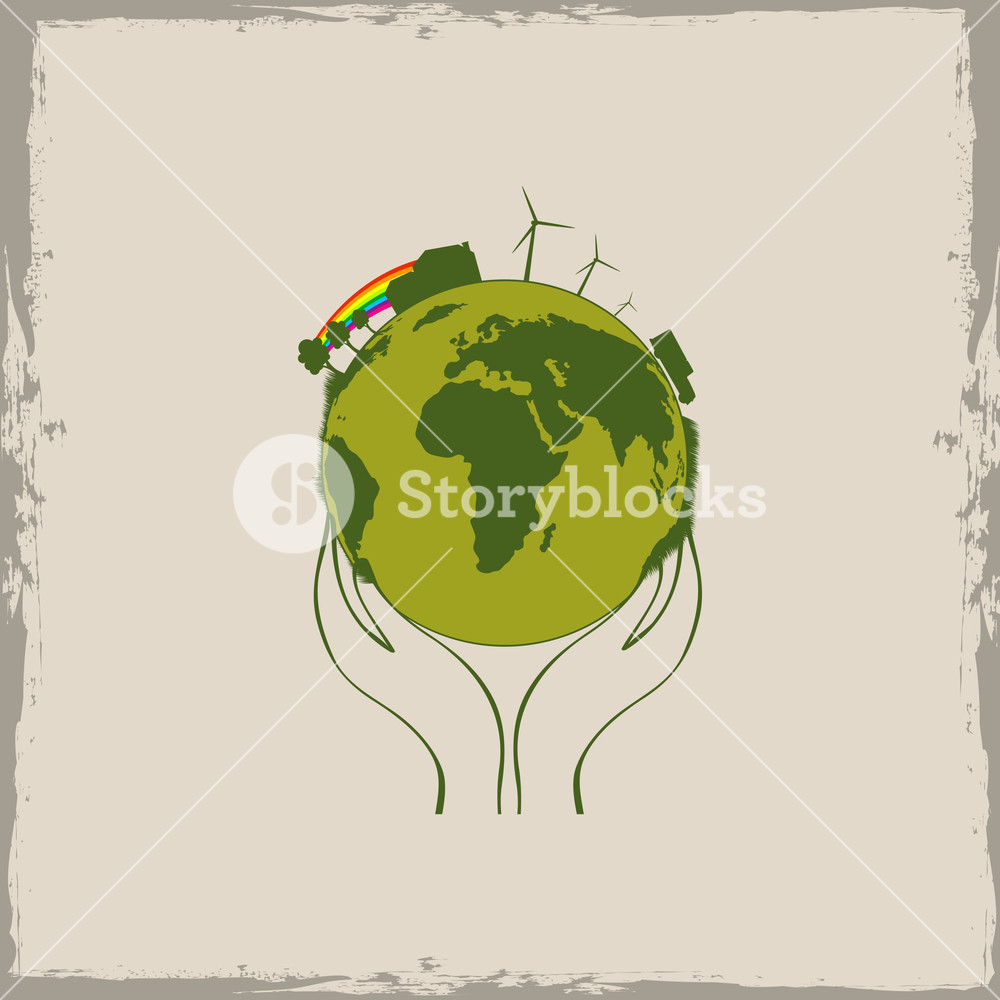 1000x1000 Human Hand Holding Earth For Save The Earth Concept Royalty Free - Hand Holding Globe Drawing