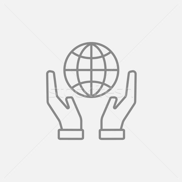 600x600 two hands holding globe line icon vector illustration andrei - Hand Holding Globe Drawing