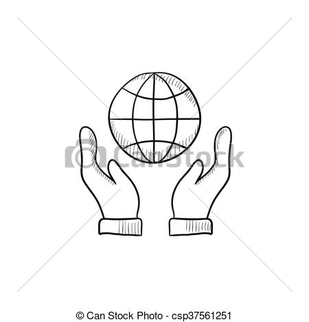 450x470 two hands holding globe sketch icon two hands holding globe - Hand Holding Globe Drawing