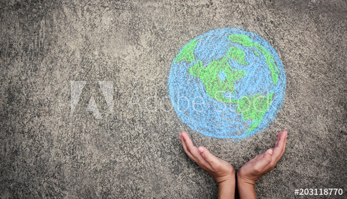 500x288 Closeup Hands Holding Earth Draw With Chalk World Harmony Green - Hand Holding Globe Drawing