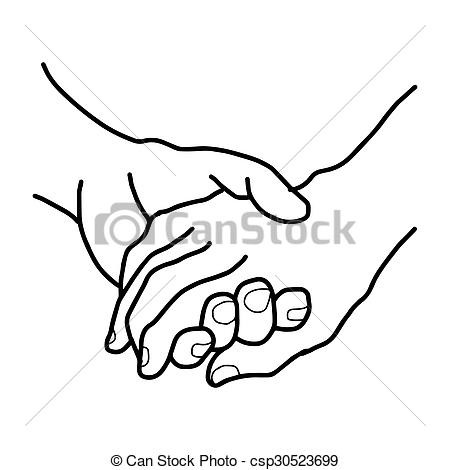 450x470 Illustration Vector Doodles Hand Drawn Female And A Male Person - Hand Holding Hand Drawing