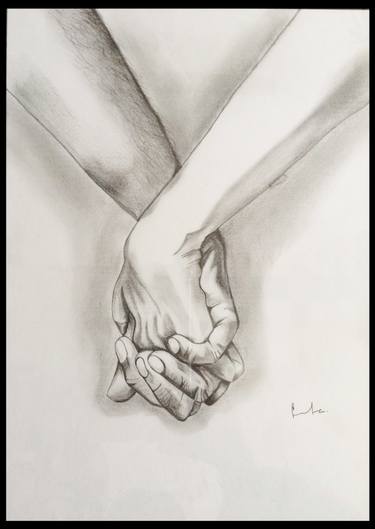 375x529 In Love Drawing - Hand Holding Hand Drawing