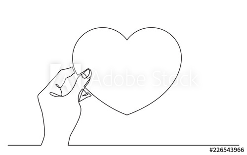 500x313 Continuous Line Drawing Of Hand Holding Heart Symbol - Hand Holding Heart Drawing