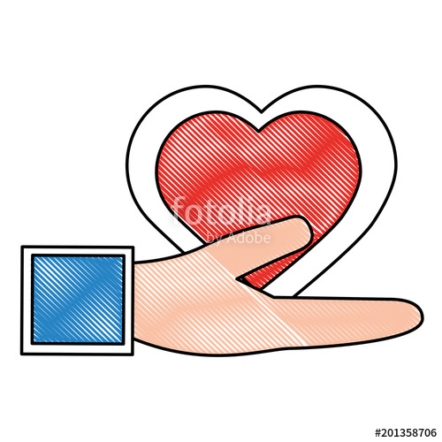 500x500 Hand Holding Heart Love Romantic Social Media Vector Illustration - Hand Holding Heart Drawing