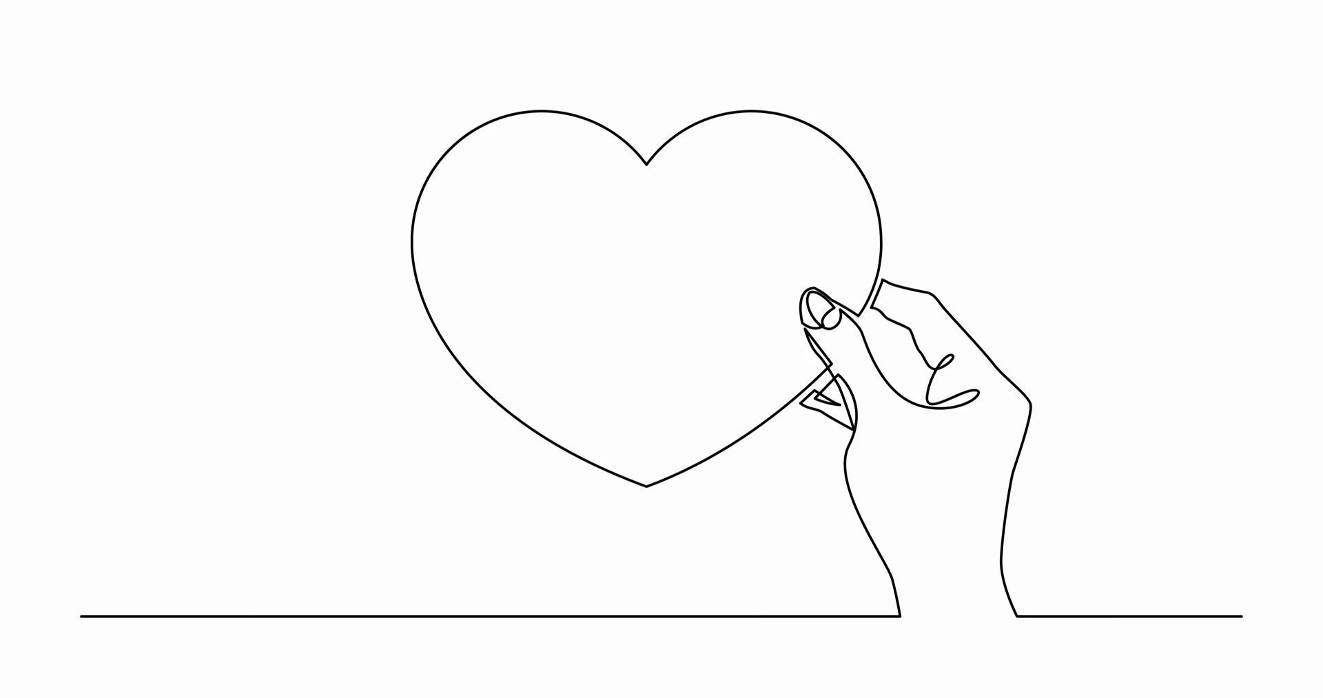 1920x1013 Animation Of Continuous Line Drawing Of Hand Holding Heart Symbol - Hand Holding Heart Drawing