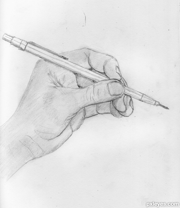 600x692 Best Drawing Pictures Made - Hand Holding Pencil Drawing