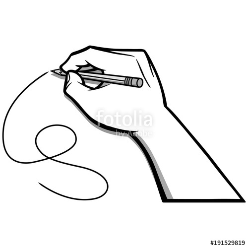 500x500 Drawing Hand Illustration - Hand Holding Pencil Drawing